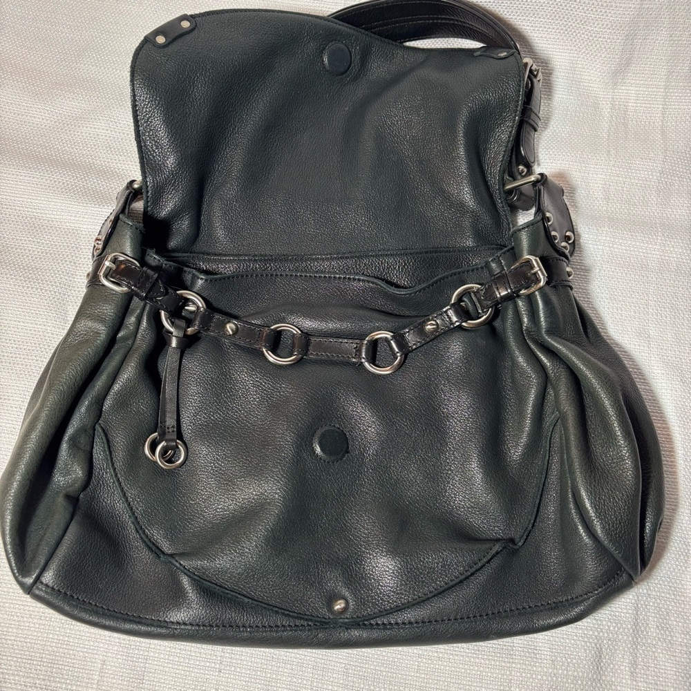 Kenneth Cole New York Black Pebbled Leather Shoulder Hobo Bag - Picture 4 of 17